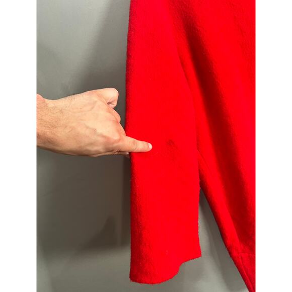 Anthropologie Moth Womens Red Button Pea Coat S Collar Wool Blend Winter Cozy - Picture 13 of 15